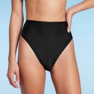 Womens High Waist Extra High Leg Extra Cheeky Bikini Bottom Wild Fable Black XXS
